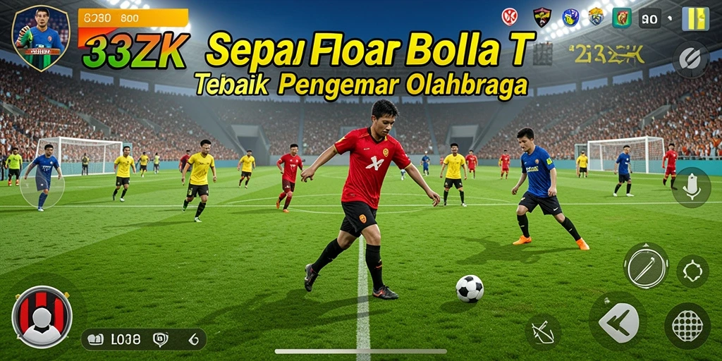 Tampilan gameplay menyerupai pertandingan sepak bola nyata.