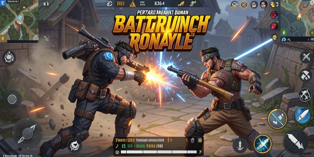 Screenshot utama 8364 menampilkan aksi intens dalam pertarungan Battle Royale.