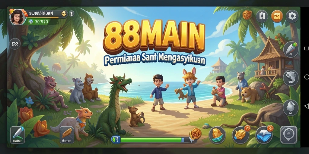 Tampilan gameplay 88MAIN yang penuh warna dan menarik.