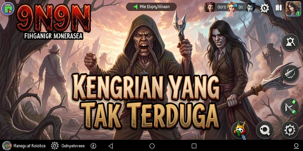 Tampilan gameplay menegangkan dalam 9N9N yang penuh kengerian.