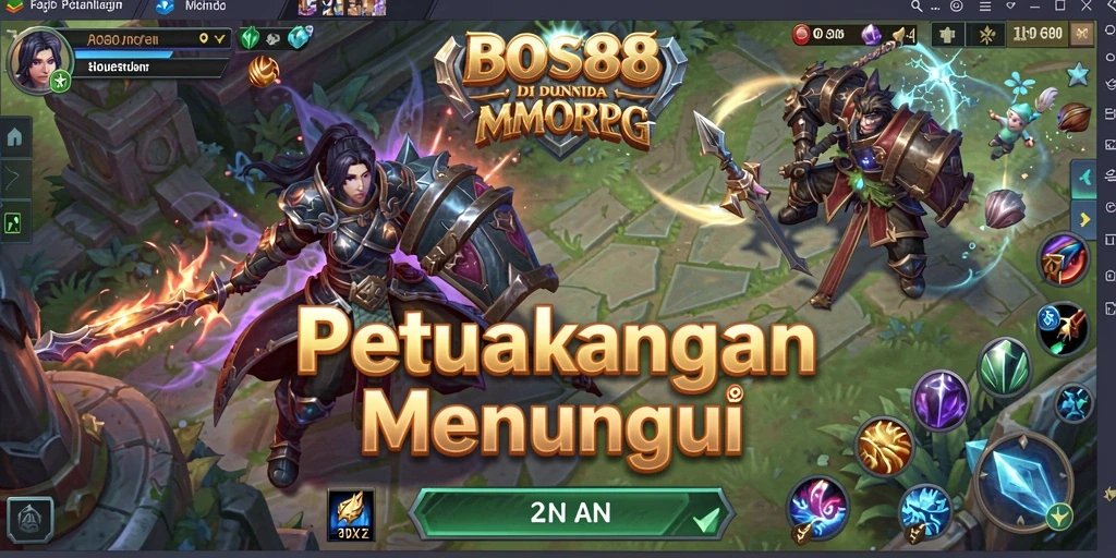 Tangkapan layar gameplay <strong>BOS88</strong> menunjukkan aksi pertempuran mendebarkan di dunia MMORPG.