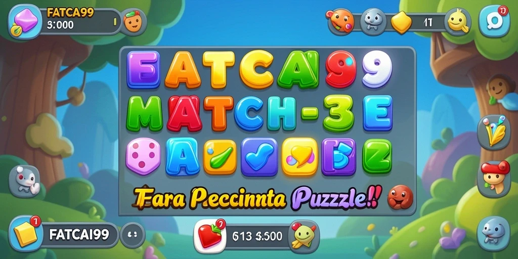 Tangkapan layar utama FATCAI99 menampilkan gameplay Match-3 yang menarik.