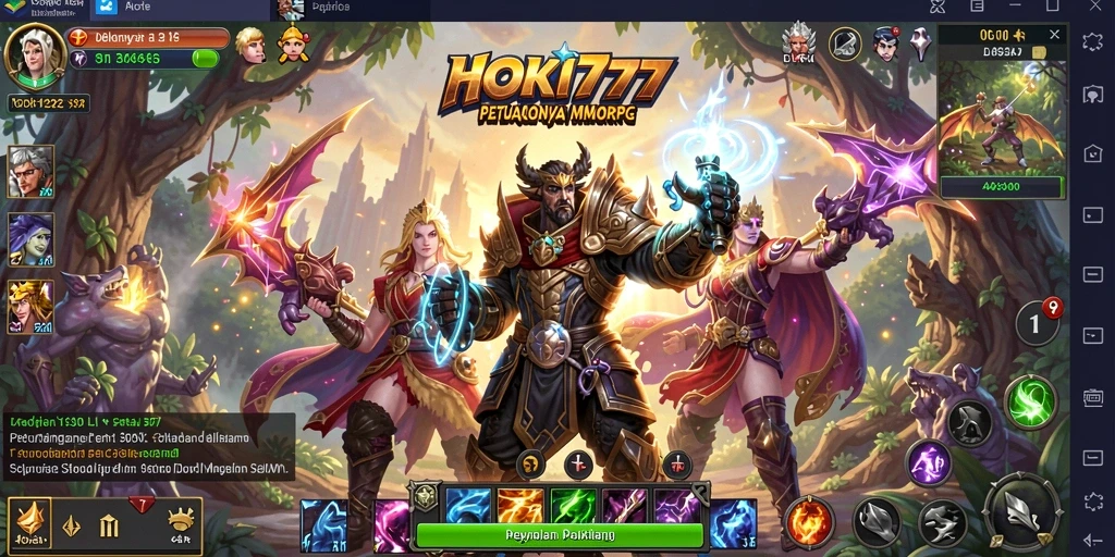 Screenshot HOKI777 menampilkan pemain dalam pertarungan epik di dunia MMORPG.