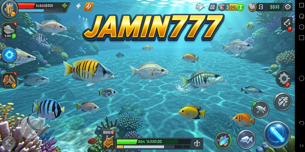 Tangkapan layar gameplay JAMIN777 menampilkan keasyikan menembak ikan.