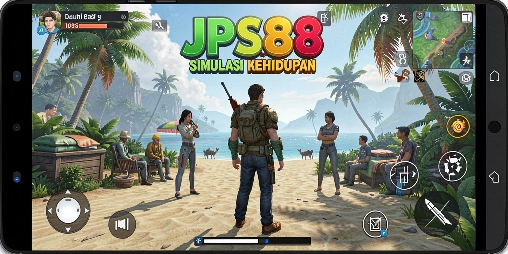 Tampilan gameplay JPS88 menunjukkan karakter dalam berbagai aktivitas sehari-hari.