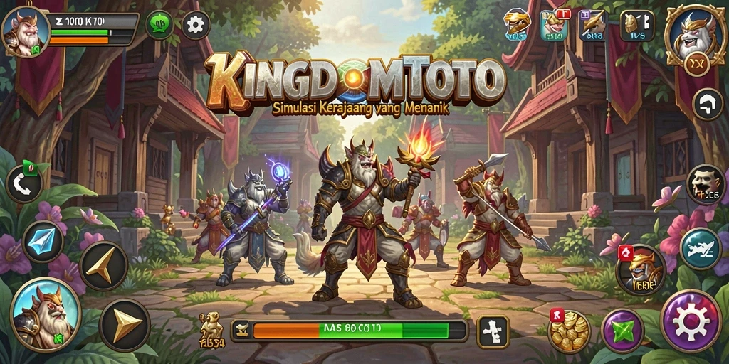 Tangkapan layar gameplay menampilkan strategi dan pembangunan kerajaan.