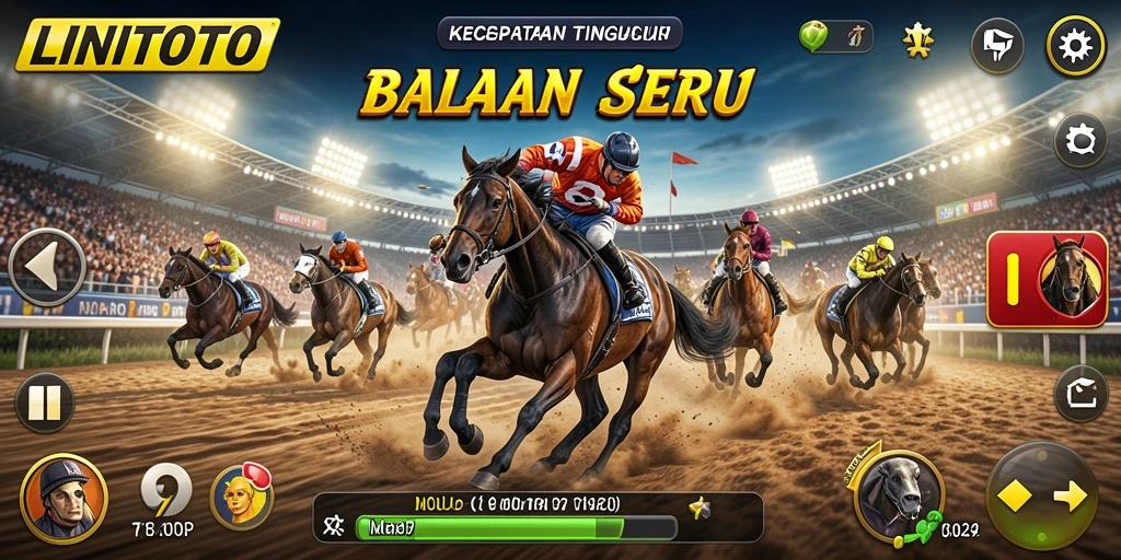 Tampilan mendebarkan dari gameplay balapan LINITOTO yang penuh aksi.