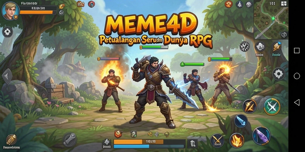 Tangkapan layar gameplay dari MEME4D dengan aksi seru di dalam dunia RPG.
