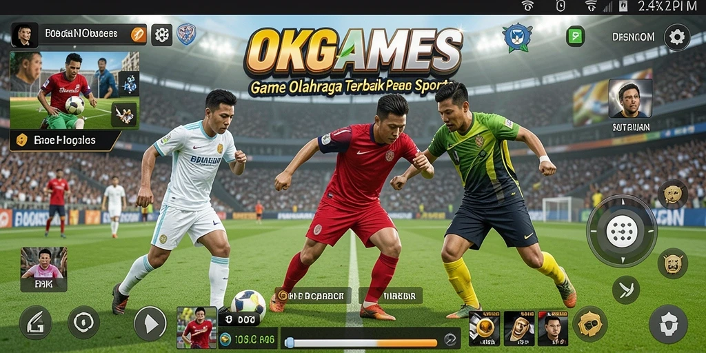 Screenshot OKGAMES menampilkan aksi permainan olahraga yang seru dan mendebarkan.