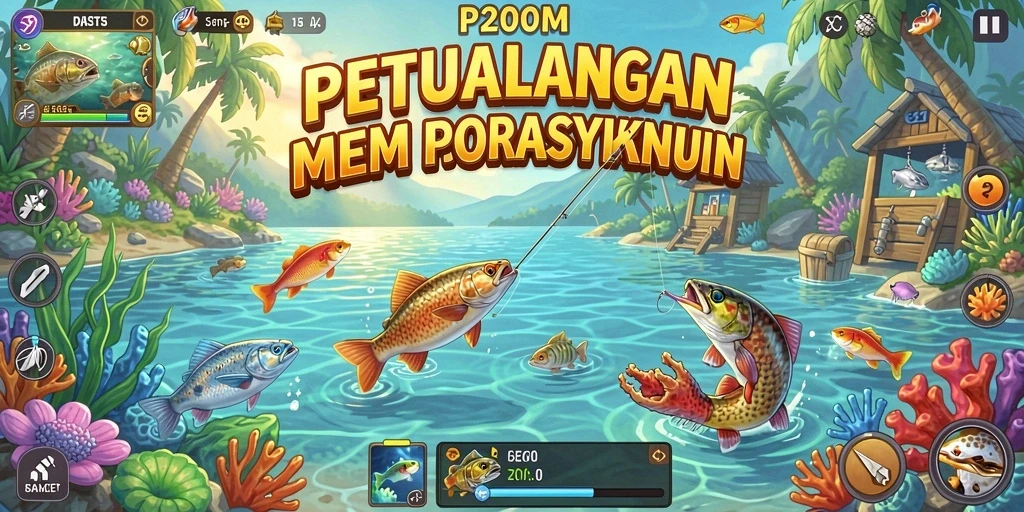 Screenshot P200M menampilkan pengalaman memancing yang mendebarkan dan grafis yang indah.