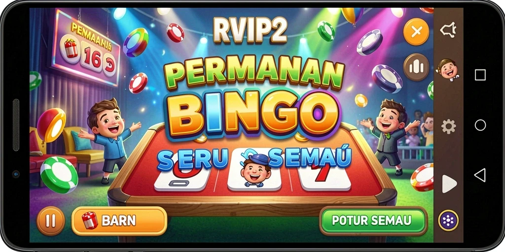 Tampilan gameplay Bingo yang penuh warna di RVIP2.