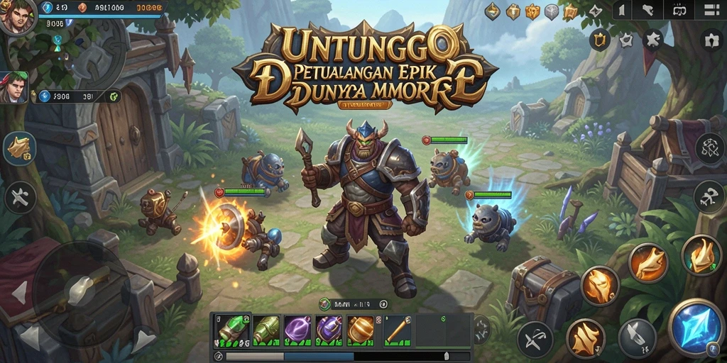 Tampilan gameplay mendalam dari UNTUNGGO dalam dunia MMORPG.