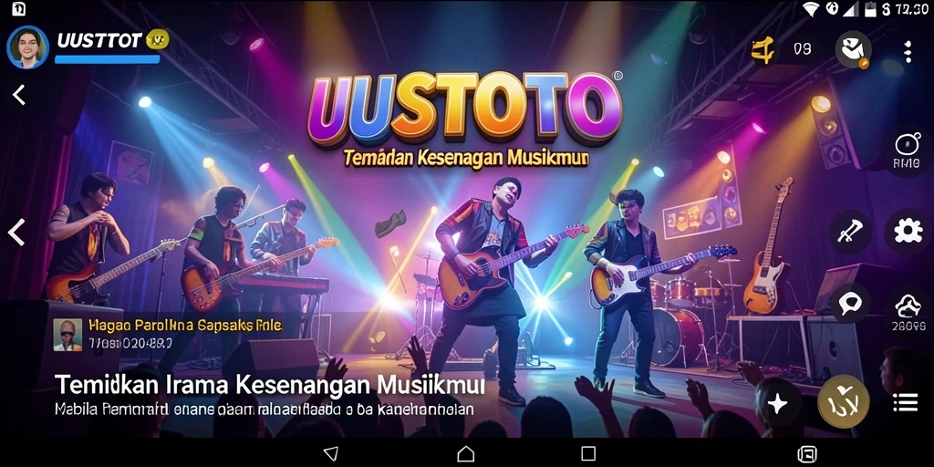 Tangkapan layar utama UUSTOTO menampilkan gameplay musik yang menarik.