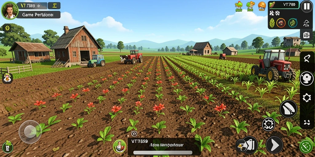 Gameplay VT789 menunjukkan aktivitas bertani yang seru dan interaktif.