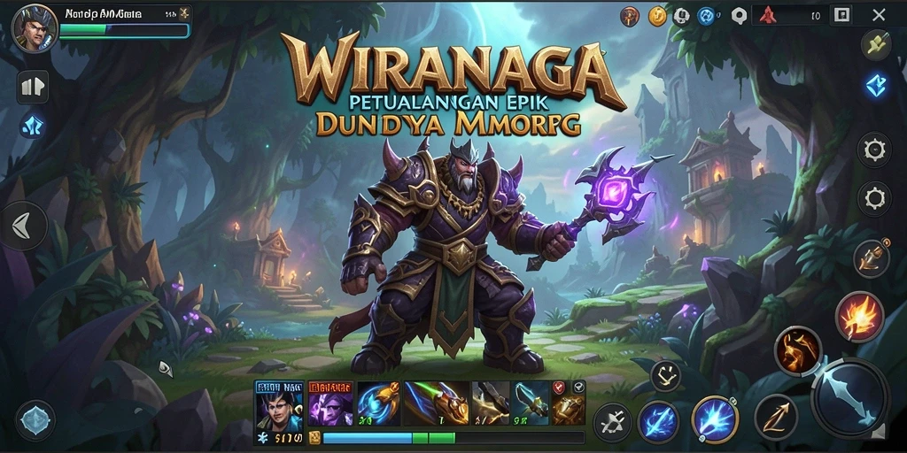 Screenshot WIRANAGA menampilkan pertarungan epik dalam atmosfer MMORPG.