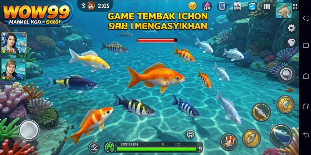 Tampilan gameplay WOW99 dengan aksi menembak ikan yang seru.