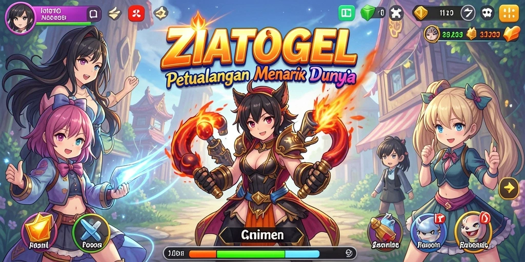 Tampilan gameplay ZIATOGEL menampilkan karakter anime dalam pertarungan seru.