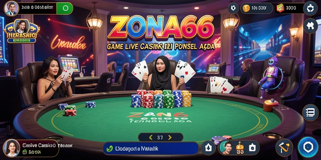 Tampilan gameplay Live Casino yang menegangkan dan interaktif di ZONA66.